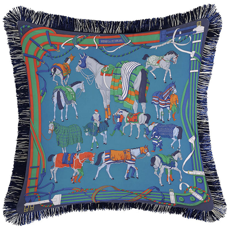 Декоративная подушка Hermes Horses Turquoise 130 Бирюзовый Мульти в Орле | Loft Concept 