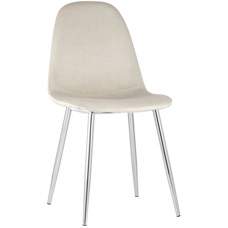 Стул Archie Chair Молочный Велюр Хромированные ножки Молочный Серебряный Стул Archie Chair Молочный Велюр Хромированные ножки Молочный Серебряный в Орле | Loft Concept