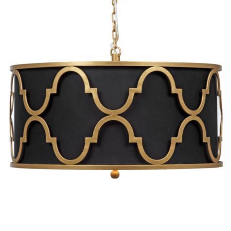 Люстра Black Shade Gold Quatrefoil Overlay Drum Pendant Черный Люстра Black Shade Gold Quatrefoil Overlay Drum Pendant Черный в Орле | Loft Concept