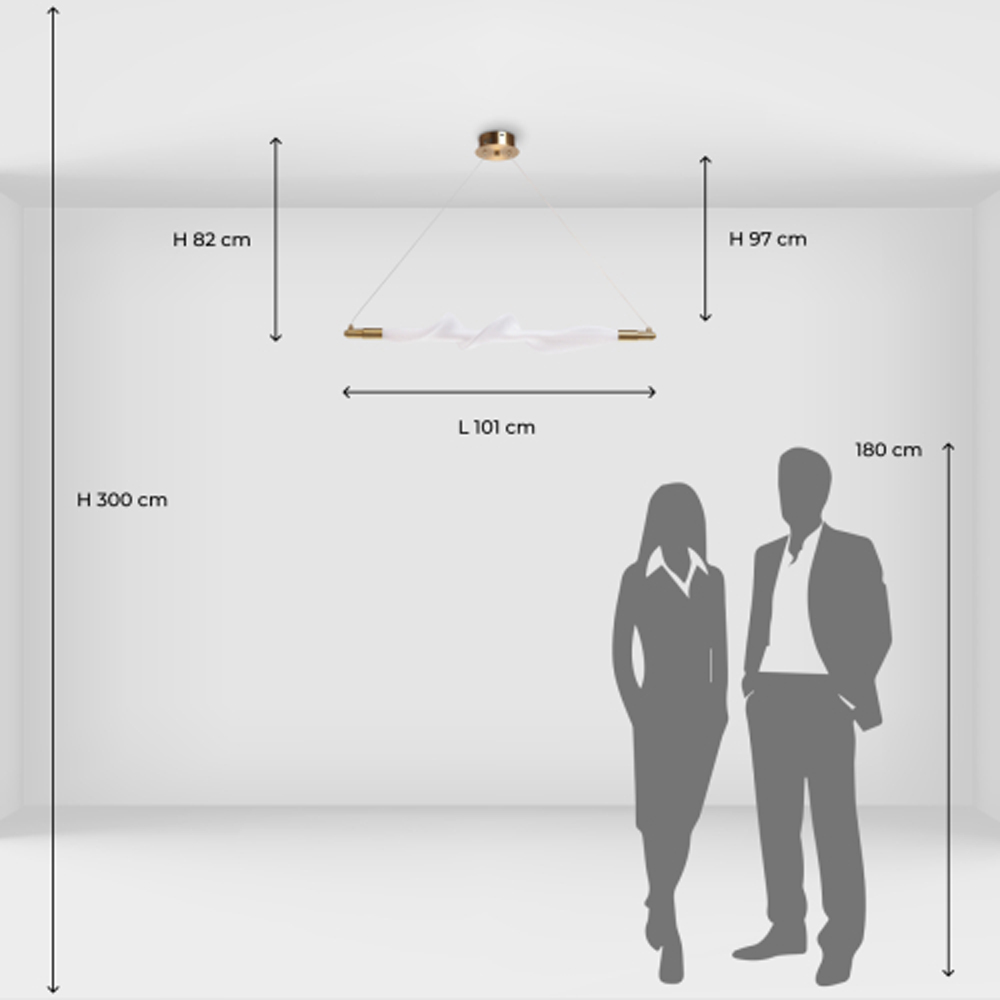 Люстра горизонтальная с волнистым белым плафоном Golden Swirl в Орле