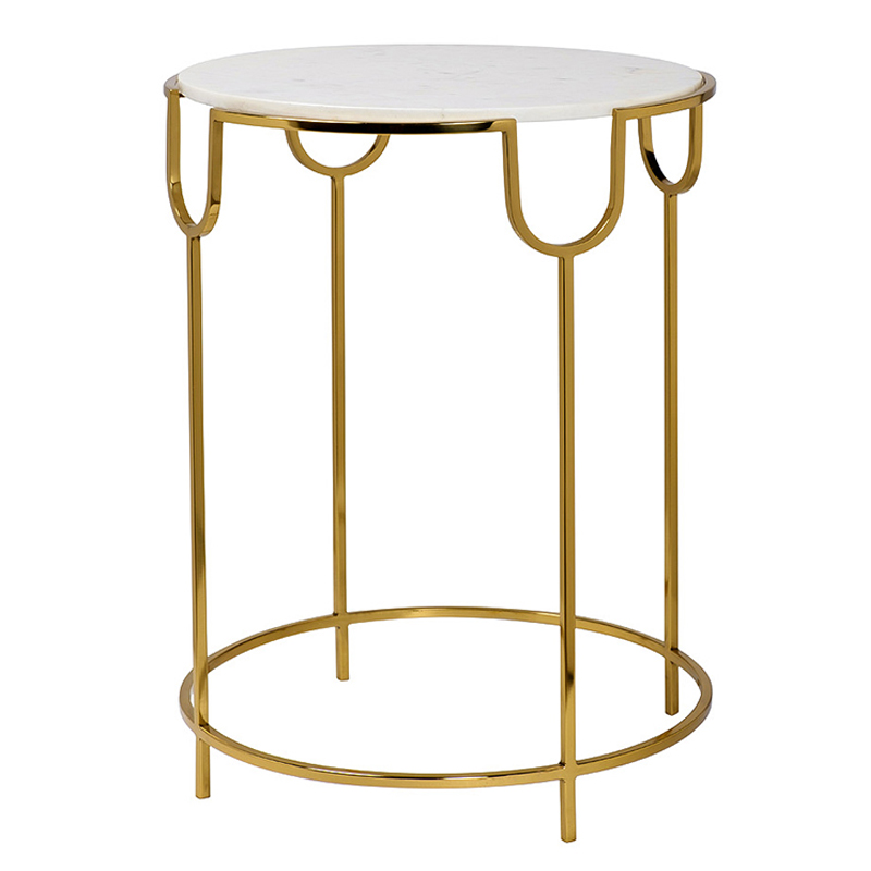 Приставной стол Bettina Side Table Глянцевое золото Белый Мрамор Bianco Приставной стол Bettina Side Table Глянцевое золото Белый Мрамор Bianco в Орле | Loft Concept