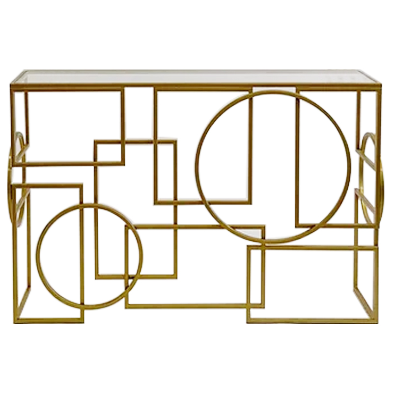Консоль Geometric Figures Gold Console Золотой Прозрачное Стекло Консоль Geometric Figures Gold Console Золотой Прозрачное Стекло в Орле | Loft Concept