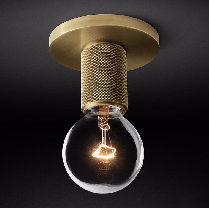 Потолочный светильник RH Utilitaire Socket Flushmount Brass Латунь Потолочный светильник RH Utilitaire Socket Flushmount Brass Латунь в Орле | Loft Concept