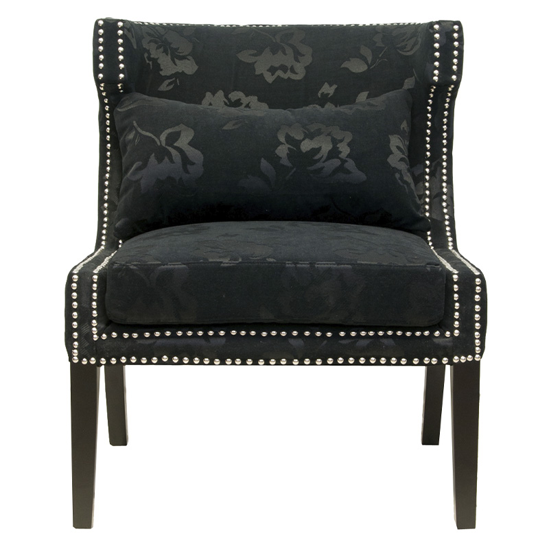 Полукресло с мягкой обивкой из жаккарда на 4-х ножках из массива березы Baroque Armchair black Черный Полукресло с мягкой обивкой из жаккарда на 4-х ножках из массива березы Baroque Armchair black Черный в Орле | Loft Concept