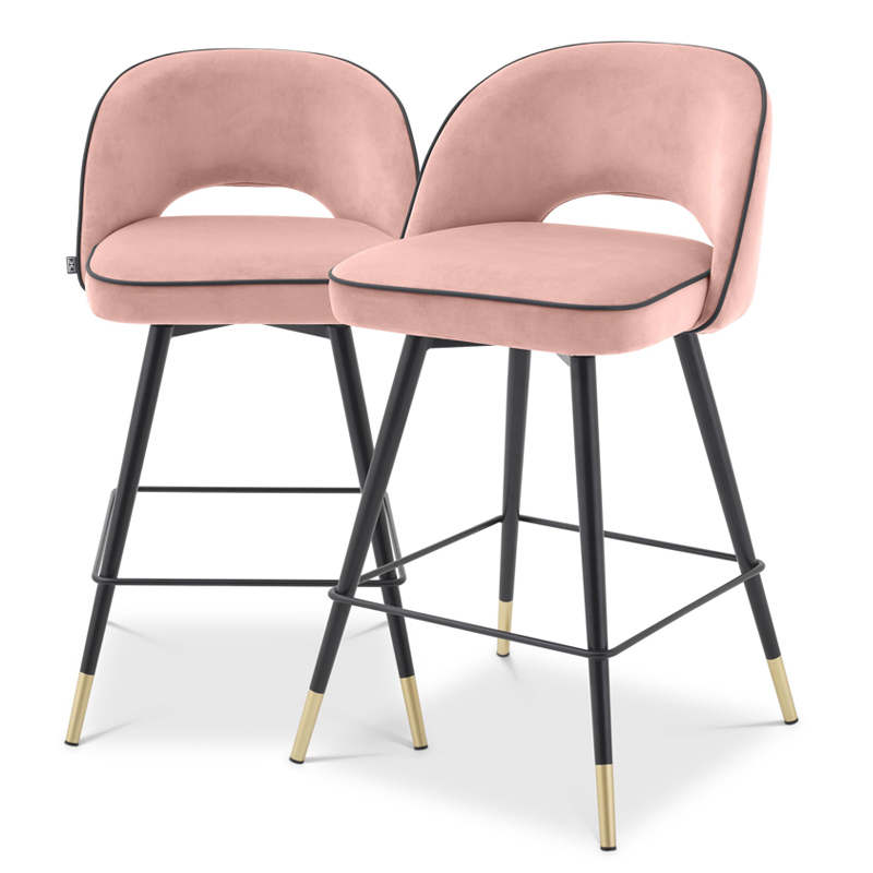 Комплект полубарных стульев Eichholtz Counter Stool Cliff set of 2 nude Розовый пастельный Черный Латунь в Орле | Loft Concept 