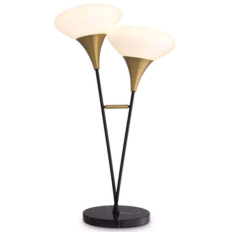 Настольная лампа Eichholtz Table Lamp Duco Белый Черный Латунь Черный Мрамор Nero в Орле | Loft Concept 