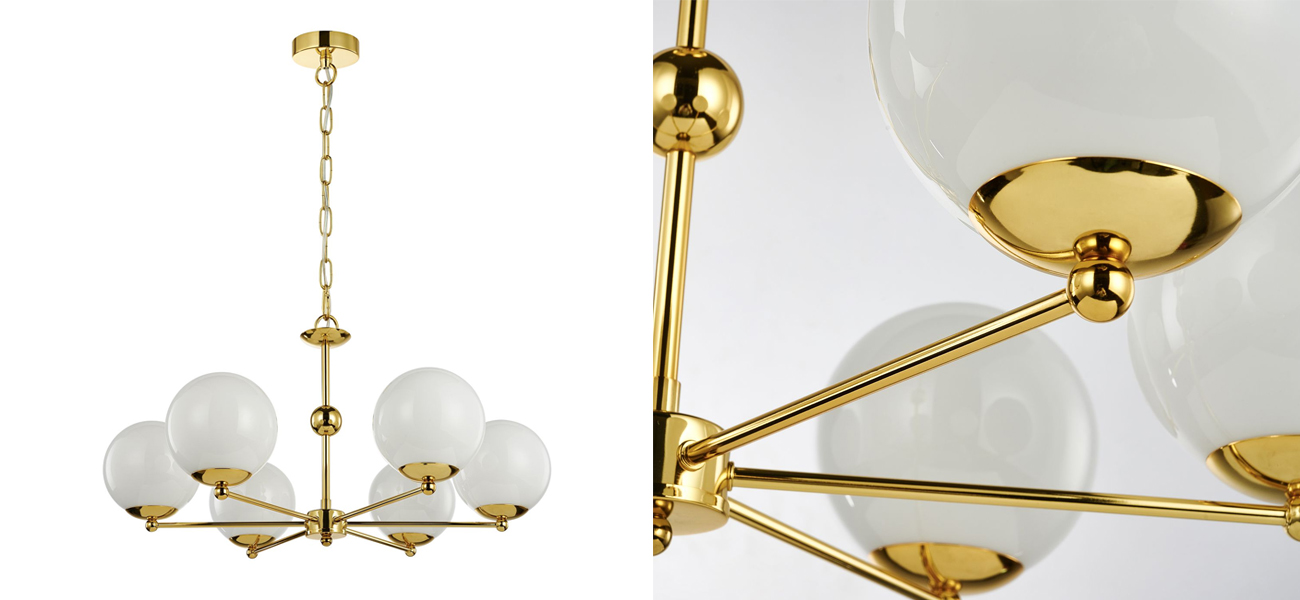 Люстра с белыми плафонами из выдувного стекла Amuse D68 см - фото