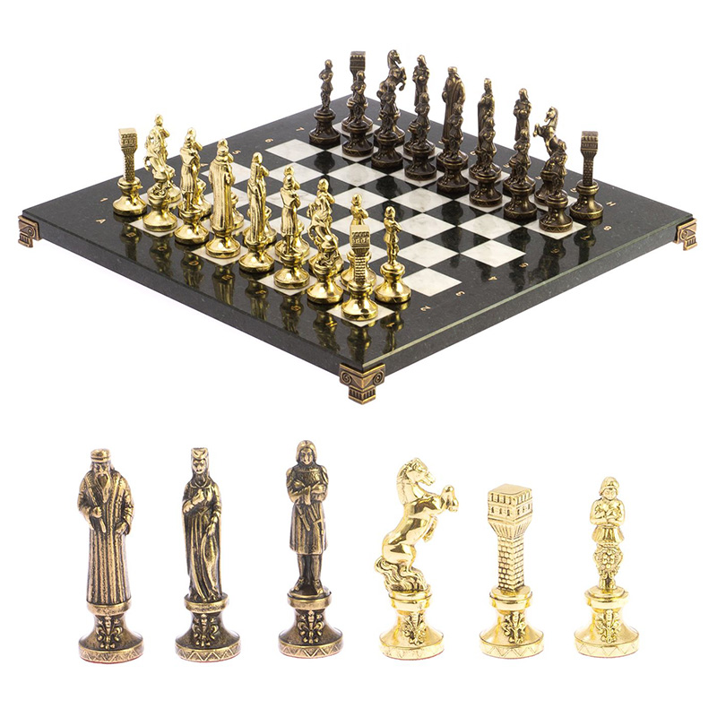 Шахматы Ренессанс из бронзы с доской из натуральных камней Decorative Thematic Chess Золотой Бронза Черный Белый Шахматы Ренессанс из бронзы с доской из натуральных камней Decorative Thematic Chess Золотой Бронза Черный Белый в Орле | Loft Concept