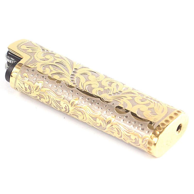 Зажигалка газовая в металлическом чехле с гравировкой Metal Lighters Никель Золотой в Орле | Loft Concept 