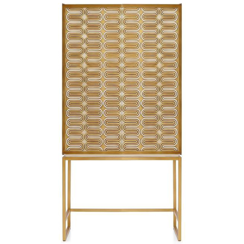 Шкаф Park Avenue Brass Wave Pattern Bar Cabinet Белый Золотой Шкаф Park Avenue Brass Wave Pattern Bar Cabinet Белый Золотой в Орле | Loft Concept