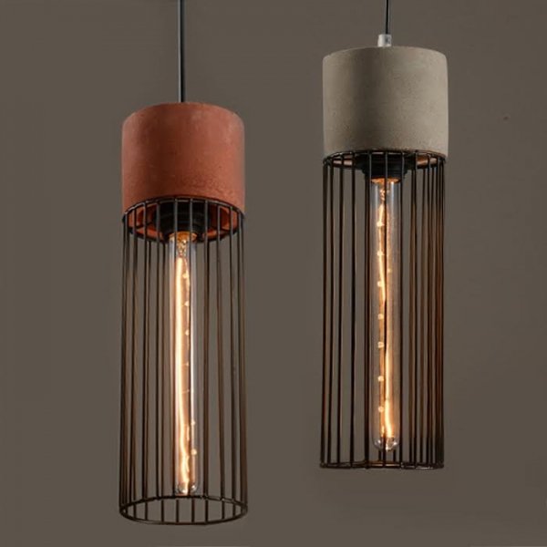 Подвесной светильник Cement Droplight Pendant Light cylinder Серый Красный Черный Подвесной светильник Cement Droplight Pendant Light cylinder Серый Красный Черный в Орле | Loft Concept