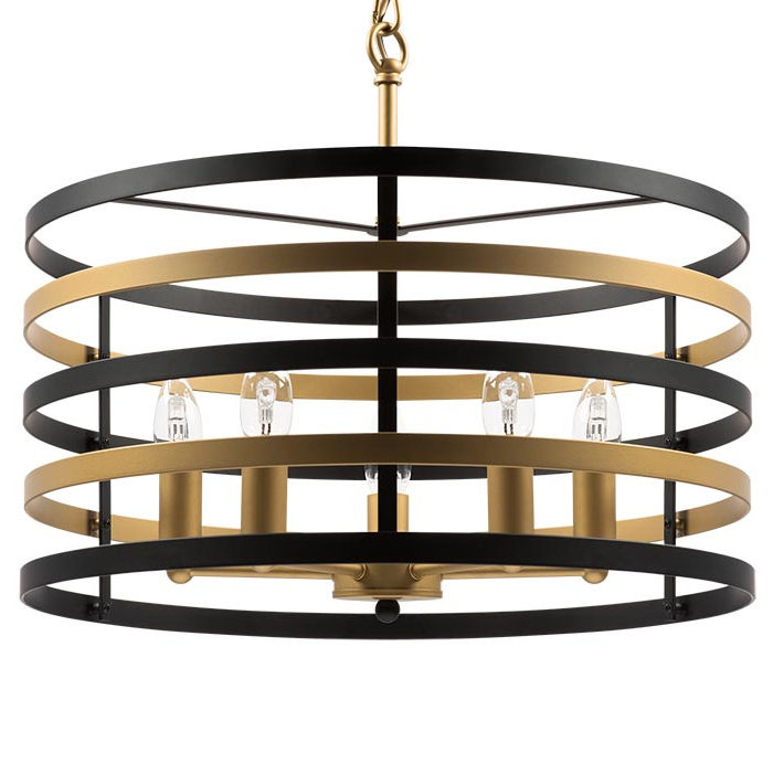 Люстра Gold Stripes Chandelier 5 Черный Золотой в Орле | Loft Concept 