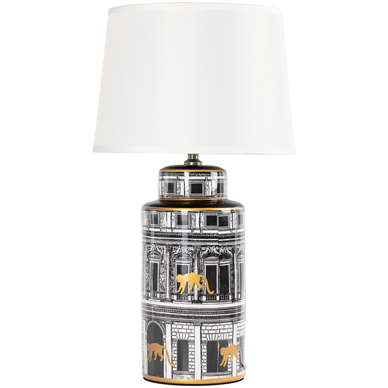 Настольная лампа Old Town Lampshade Black White Черно-белый Золотой Белый Настольная лампа Old Town Lampshade Black White Черно-белый Золотой Белый в Орле | Loft Concept