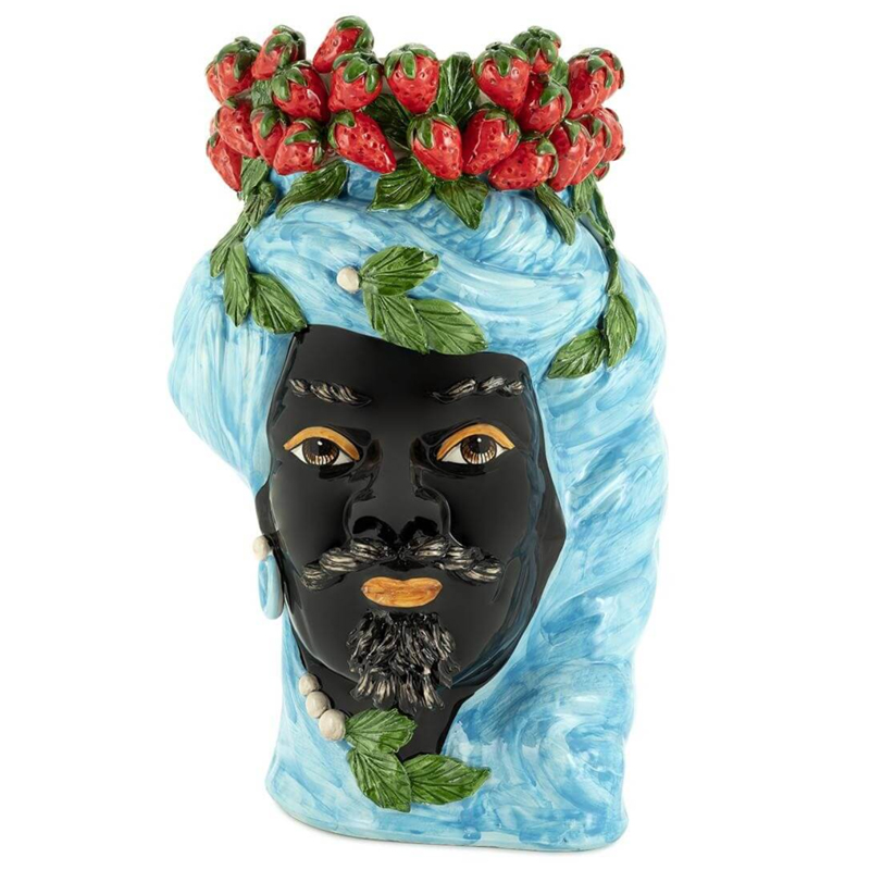 Ваза VASE STRAWBERRIES HEAD MAN BIG Blue Красный Голубой в Орле | Loft Concept 