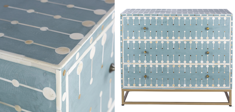 Комод голубой кость BONE INLAY 3 DRAWER Комод голубой кость BONE INLAY 3 DRAWER - Loft-Concept в Орле