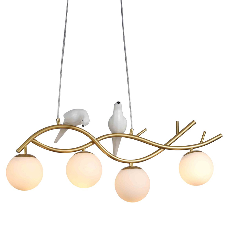 Люстра с белыми птицами Provence Bird Золотой Белый Люстра с белыми птицами Provence Bird Золотой Белый в Орле | Loft Concept