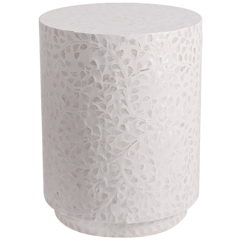 Приставной стол Bone Inlay Pearl Side Table Белый Бежевый Перламутровый Приставной стол Bone Inlay Pearl Side Table Белый Бежевый Перламутровый в Орле | Loft Concept