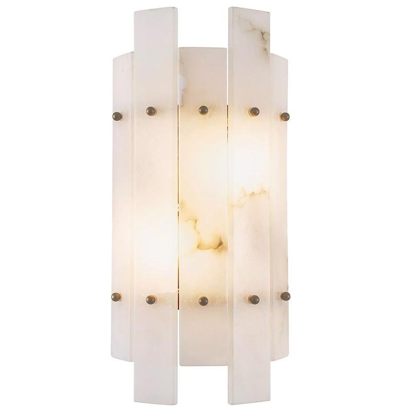Бра Eichholtz Wall Lamp Caprera Alabaster Белый Мрамор Bianco Бежевый Латунь в Орле | Loft Concept 