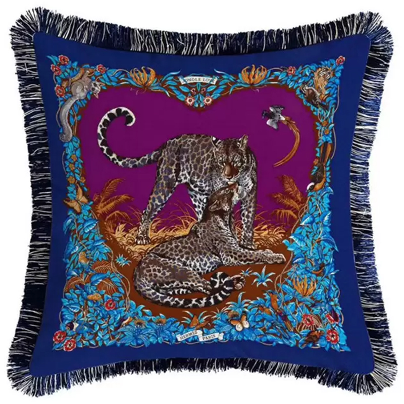 Декоративная подушка Hermes Jungle 59 Мульти Синий Фиолетовый Декоративная подушка Hermes Jungle 59 Мульти Синий Фиолетовый в Орле | Loft Concept