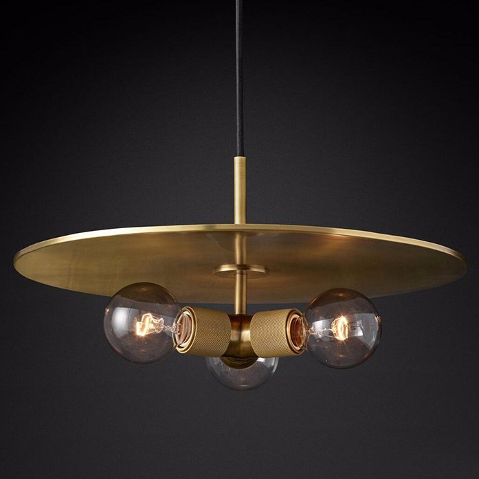 Люстра RH Utilitaire Disk Triple Pendant Brass Латунь Прозрачное Стекло Люстра RH Utilitaire Disk Triple Pendant Brass Латунь Прозрачное Стекло в Орле | Loft Concept
