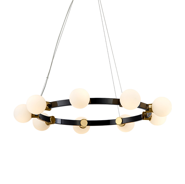 Люстра Hoop Balls Chandelier Черный Белый Люстра Hoop Balls Chandelier Черный Белый в Орле | Loft Concept