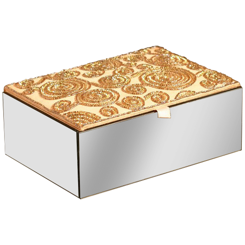 Шкатулка с вышивкой из бисера Spiral Ornament Beads Embroidery Mirror Box Золотой Зеркало Шкатулка с вышивкой из бисера Spiral Ornament Beads Embroidery Mirror Box Золотой Зеркало в Орле | Loft Concept