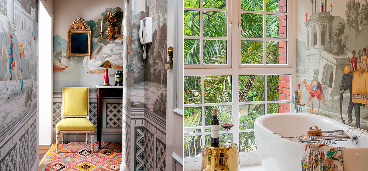 Обои ручная роспись Early Views of India Paille on Crystal Grey scenic paper - фото №2