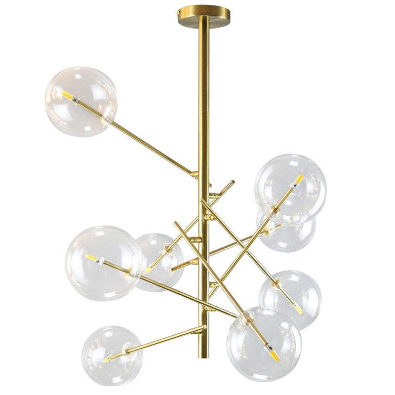 Люстра Gallotti & Radice Bolle Рanging Lamp 8 плафонов Золотой Прозрачный (Transparent) в Орле | Loft Concept 