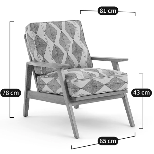 Кресло с каркасом из массива дуба Deniaud Oak Rhombus Beige Armchair в Орле