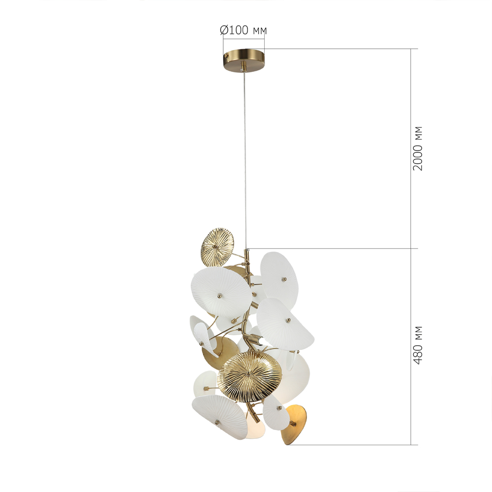 Подвесной светильник с белыми и золотистыми цветами Dahlia Flowers Lamp в Орле