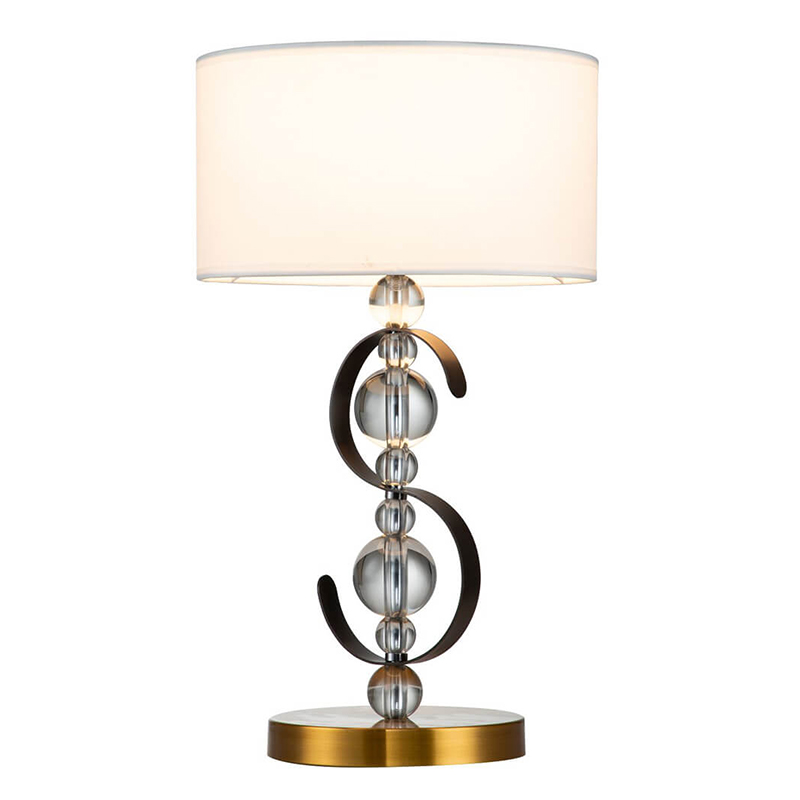 Настольная лампа с Абажуром Annelies Table Lamp Золотой Черный Белый Настольная лампа с Абажуром Annelies Table Lamp Золотой Черный Белый в Орле | Loft Concept
