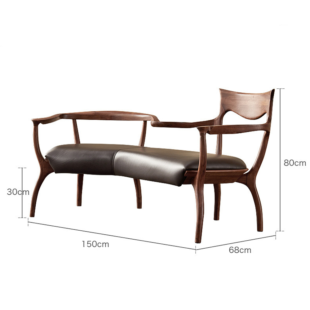 Кушетка с деревянным каркасом и сиденьем из коричневой натуральной кожи Moon Walnut Furniture Кушетка с деревянным каркасом и сиденьем из коричневой натуральной кожи Moon Walnut Furniture в Орле