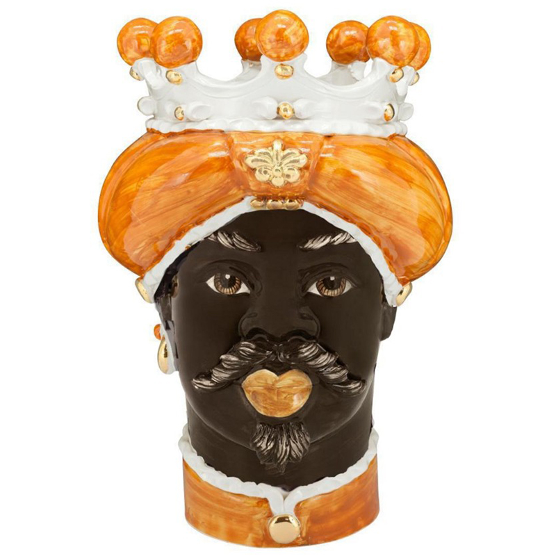 Ваза Vase Moro Man Medium New Ocher Оранжевый Коричневый Белый Золотой в Орле | Loft Concept 