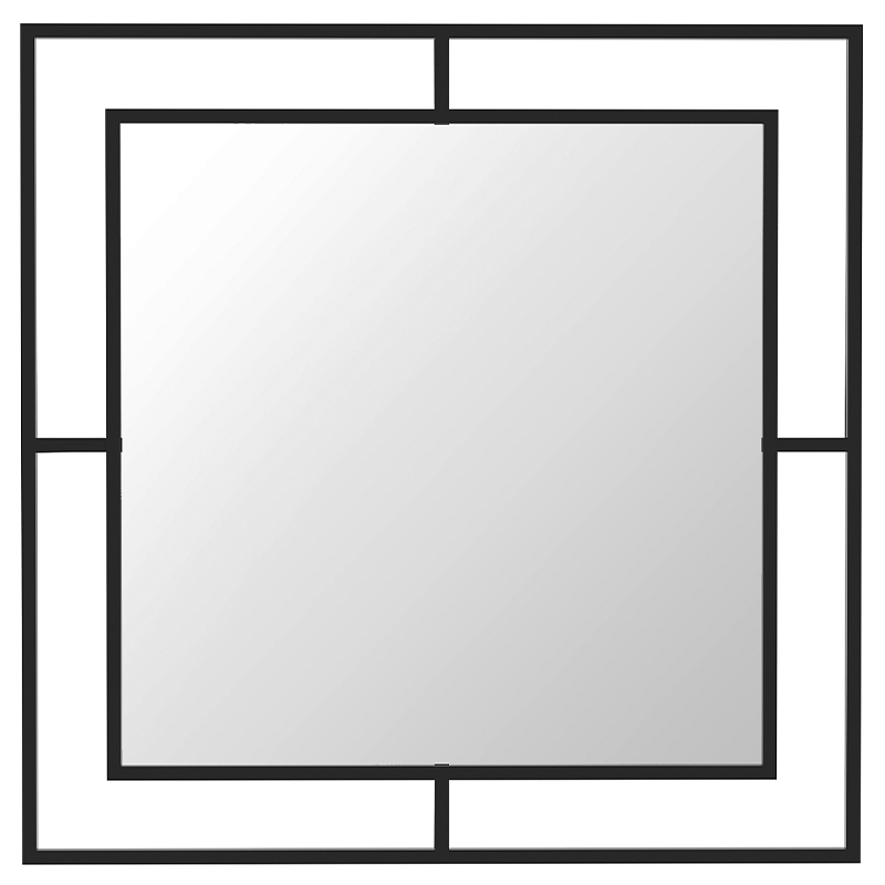 Настенное зеркало квадратной формы в черной металлической раме CORNER MIRROR BLACK Черный Настенное зеркало квадратной формы в черной металлической раме CORNER MIRROR BLACK Черный в Орле | Loft Concept