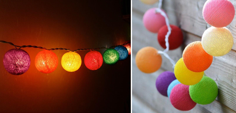 Гирлянда хлопковые фонарики Сotton Ball Rainbow - Loft-Concept в Орле