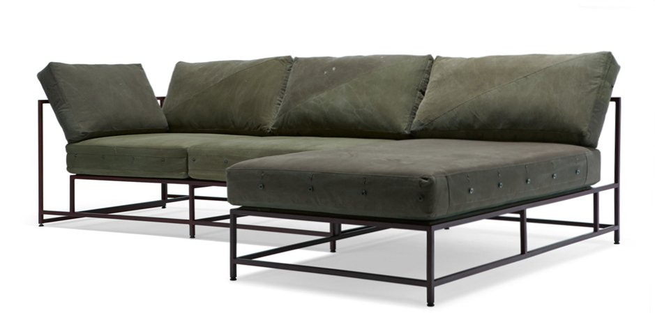 Угловой диван Olive Military Fabric Sectional sofa Угловой диван Olive Military Fabric Sectional sofa - Loft-Concept в Орле