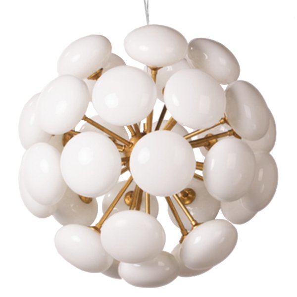 Люстра Mid-Century Sputnik Milk Glass Chandelier Золотой Прозрачный белый Люстра Mid-Century Sputnik Milk Glass Chandelier Золотой Прозрачный белый в Орле | Loft Concept
