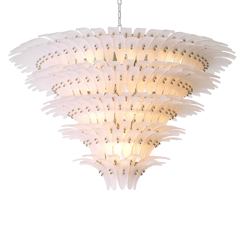Люстра Philipp Plein Chandelier Bel Air XL Белая Хром Белое матовое стекло в Орле | Loft Concept 