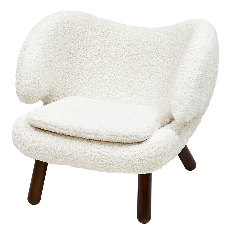 Кресло из белой ткани букле с ножками из массива ясеня Boucle Caldwell White Armchair Белый Коричневый Кресло из белой ткани букле с ножками из массива ясеня Boucle Caldwell White Armchair Белый Коричневый в Орле | Loft Concept