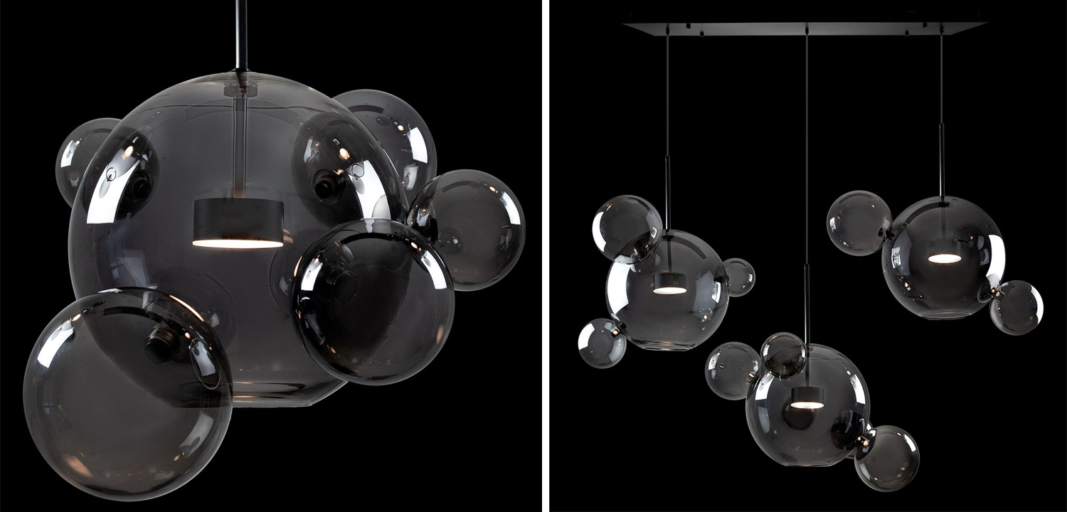 Люстра Giopato & Coombes Linear Chandelier Bubble smoky - фото