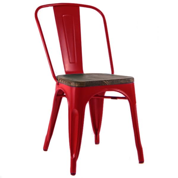 Кухонный стул Tolix Chair Wood Red Красный Красный Коричневый Кухонный стул Tolix Chair Wood Red Красный Красный Коричневый в Орле | Loft Concept