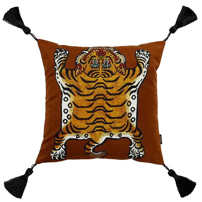 Коричневая Подушка Тибетский Тигр TIBETAN TIGER Коричневый Золотой Бежевый Коричневая Подушка Тибетский Тигр TIBETAN TIGER Коричневый Золотой Бежевый в Орле | Loft Concept