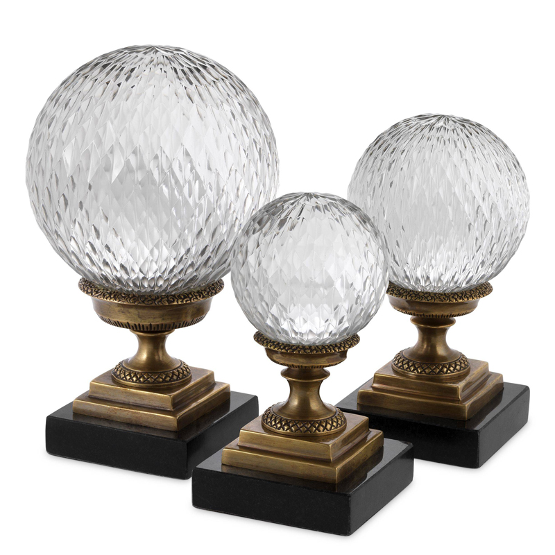 Аксессуары Eichholtz Object Divani set of 3 Черный Прозрачный Винтажная латунь Аксессуары Eichholtz Object Divani set of 3 Черный Прозрачный Винтажная латунь в Орле | Loft Concept