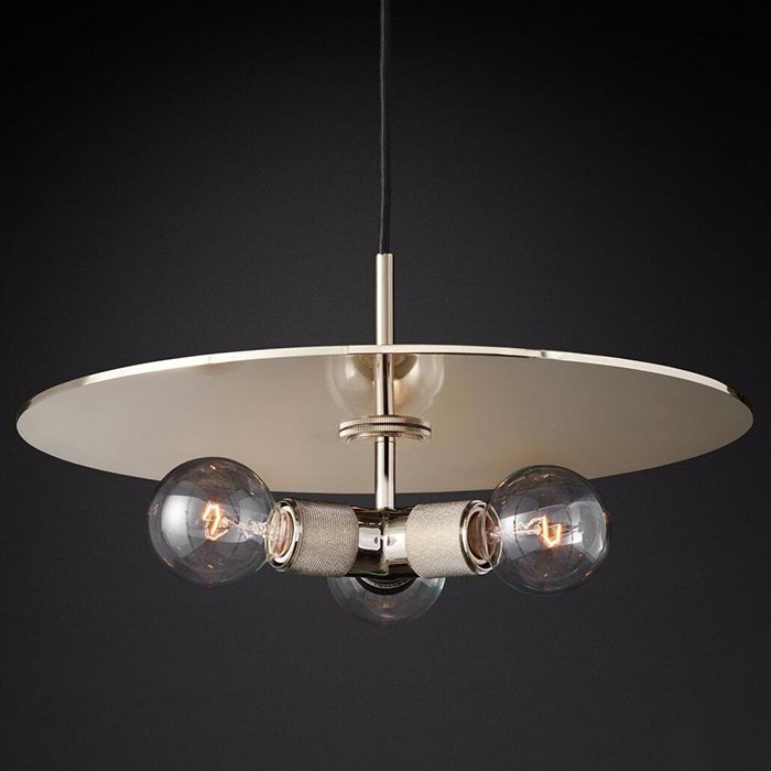 Люстра RH Utilitaire Disk Triple Pendant Silver Никель Прозрачное Стекло Люстра RH Utilitaire Disk Triple Pendant Silver Никель Прозрачное Стекло в Орле | Loft Concept