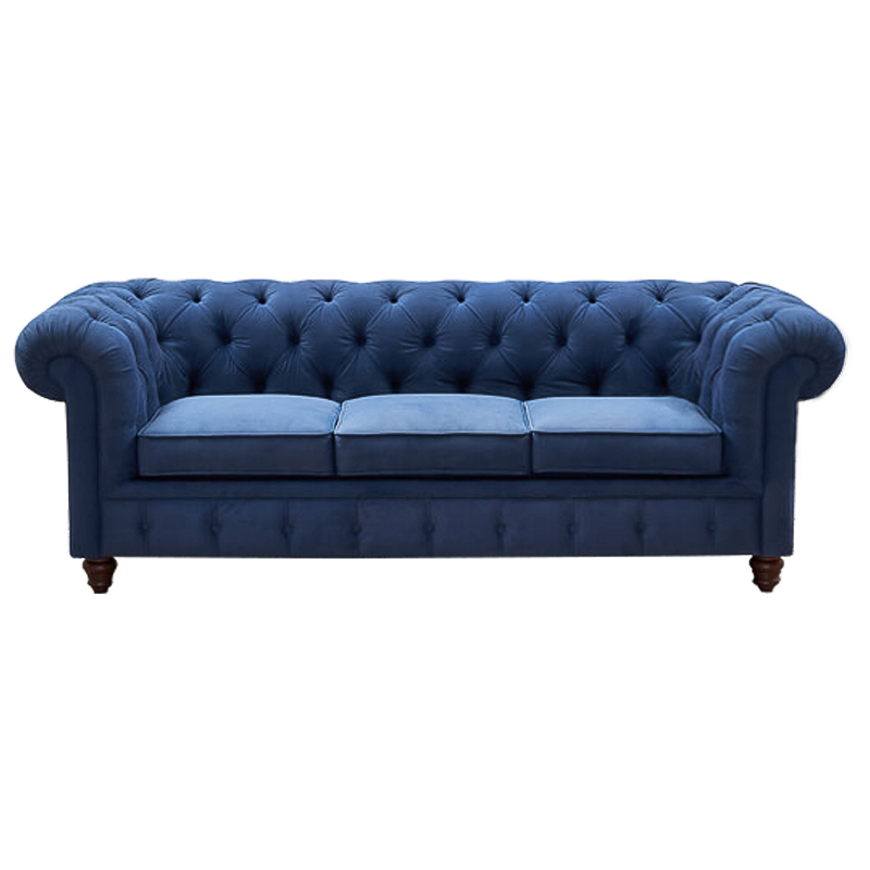 Диван Mini Kensington Sofa triple blue velor Сапфирово-синий Коричневый Диван Mini Kensington Sofa triple blue velor Сапфирово-синий Коричневый в Орле | Loft Concept