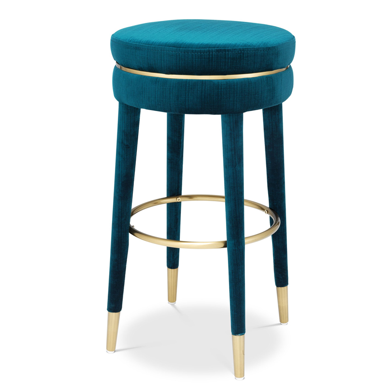Барный стул Eichholtz Bar Stool Parisian blue Бирюзовый Латунь в Орле | Loft Concept 