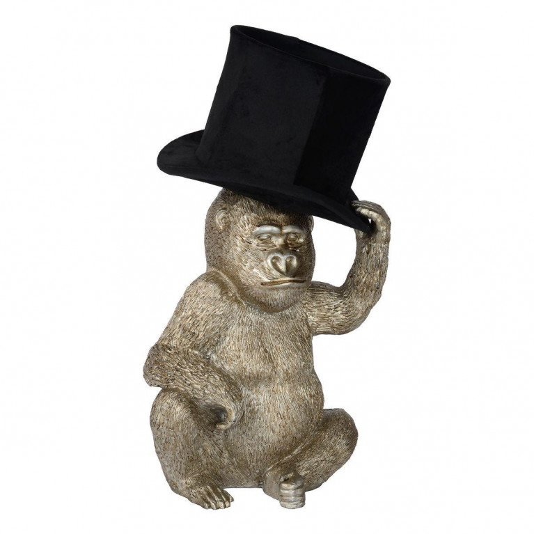 Настольная лампа с Обезьяной Funny Gorilla with a hat Черный Золотой Настольная лампа с Обезьяной Funny Gorilla with a hat Черный Золотой в Орле | Loft Concept