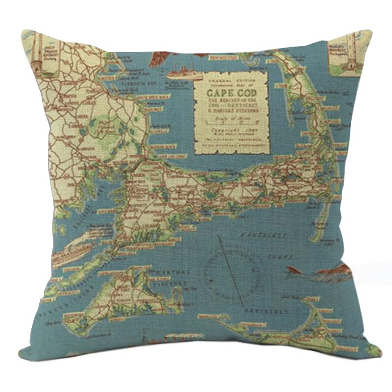 Декоративная подушка Stile Marino Map Мульти Декоративная подушка Stile Marino Map Мульти в Орле | Loft Concept