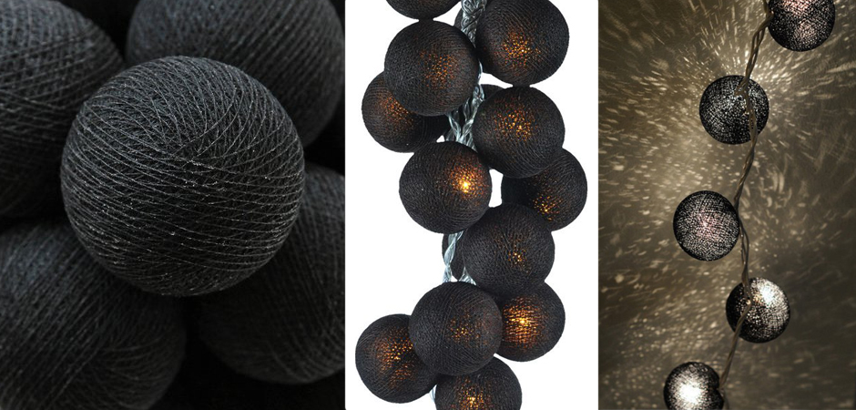 Гирлянда хлопковые фонарики Сotton Ball Ice Black - Loft-Concept в Орле