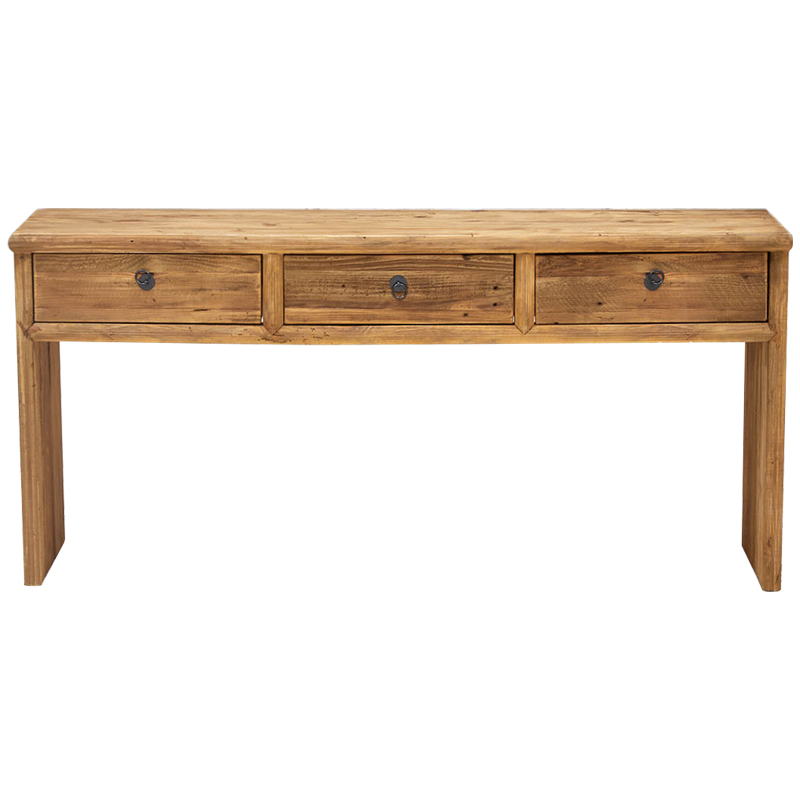 Деревянная консоль с 3-мя ящиками Gillian Wood Console Коричневый Древесина в Орле | Loft Concept 
